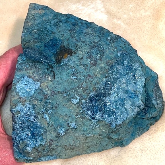 💎 2.8 LB (1.27 kg) GENUINE RAW BLUE AGATE CRYSTAL SLICE WEDGE ROCK GEM STONE - Picture 11 of 14